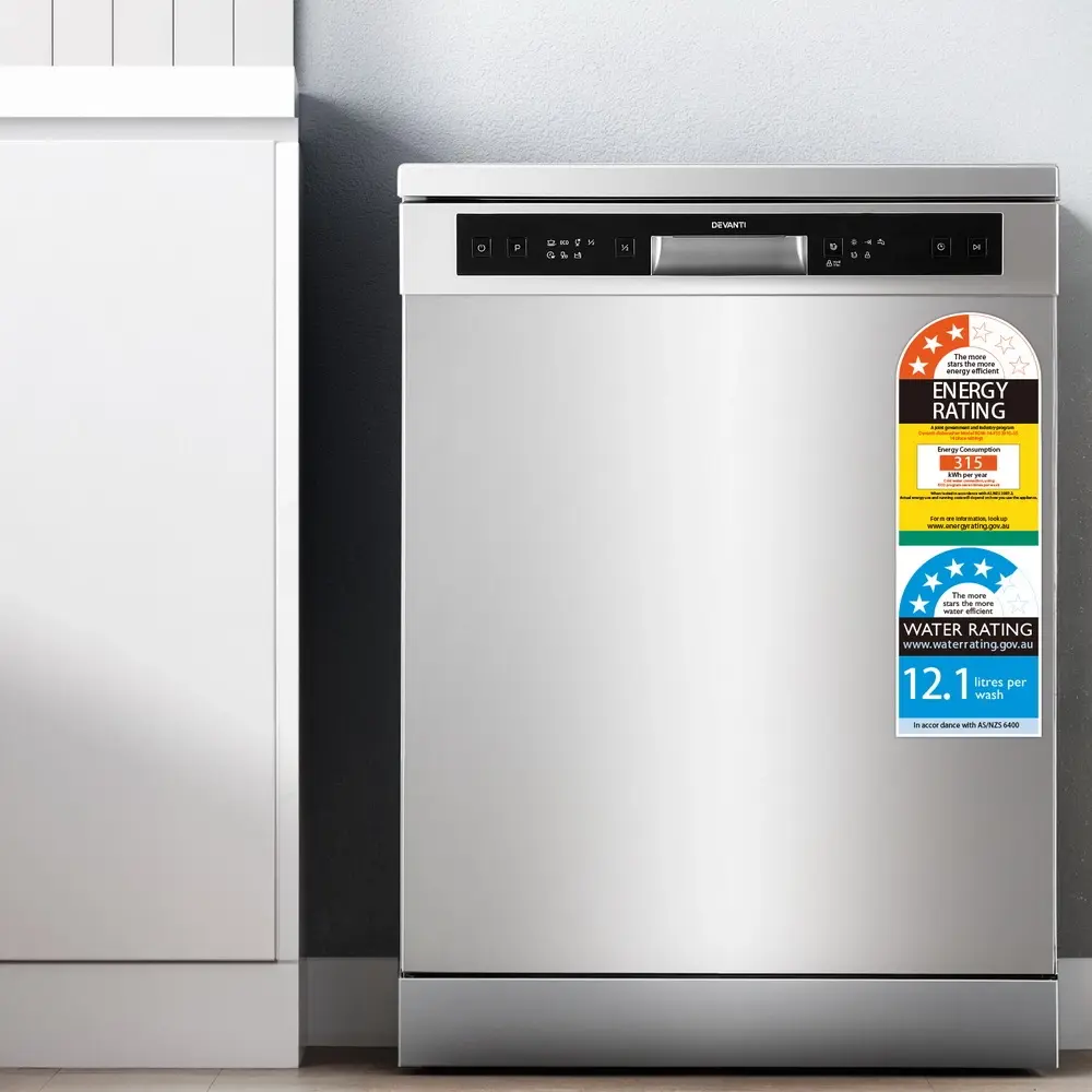 Devanti 60cm 14 Place Settings Freestanding Dishwasher Silver - Home & Garden