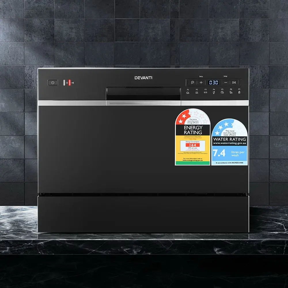 Devanti 6 Place Settings Benchtop Dishwasher Black - Home & Garden
