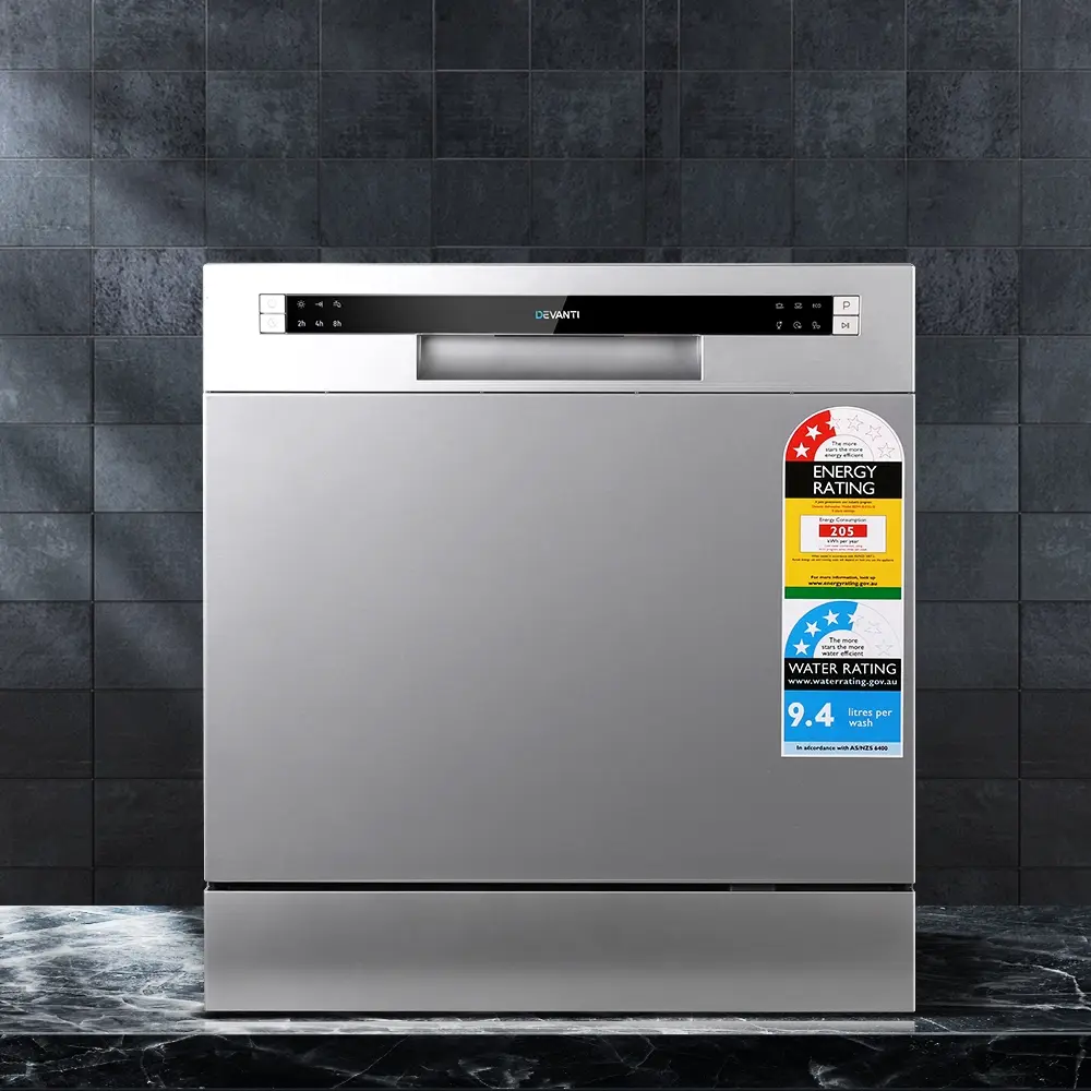 Devanti 8 Place Settings Benchtop Dishwasher Sliver - Home & Garden
