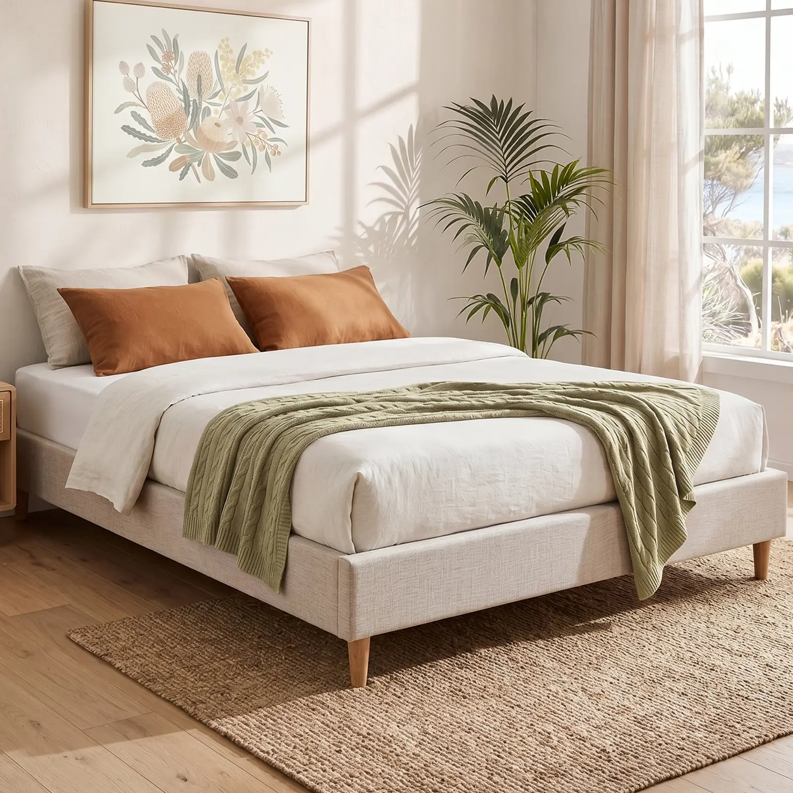 Artiss Bed Frame Queen Size Beige ZORA - Furniture