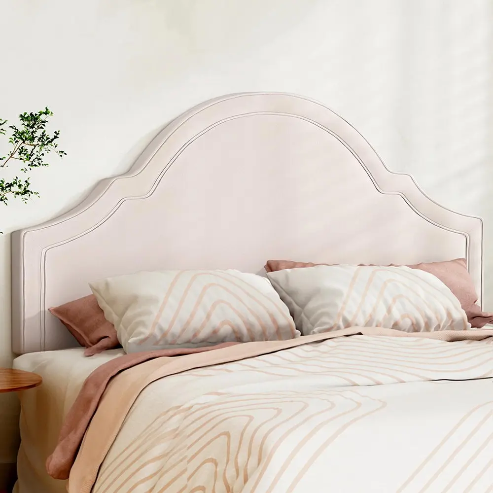 Artiss Bed Frame Bed Head Headboard King Velvet IRIS Beige - Furniture