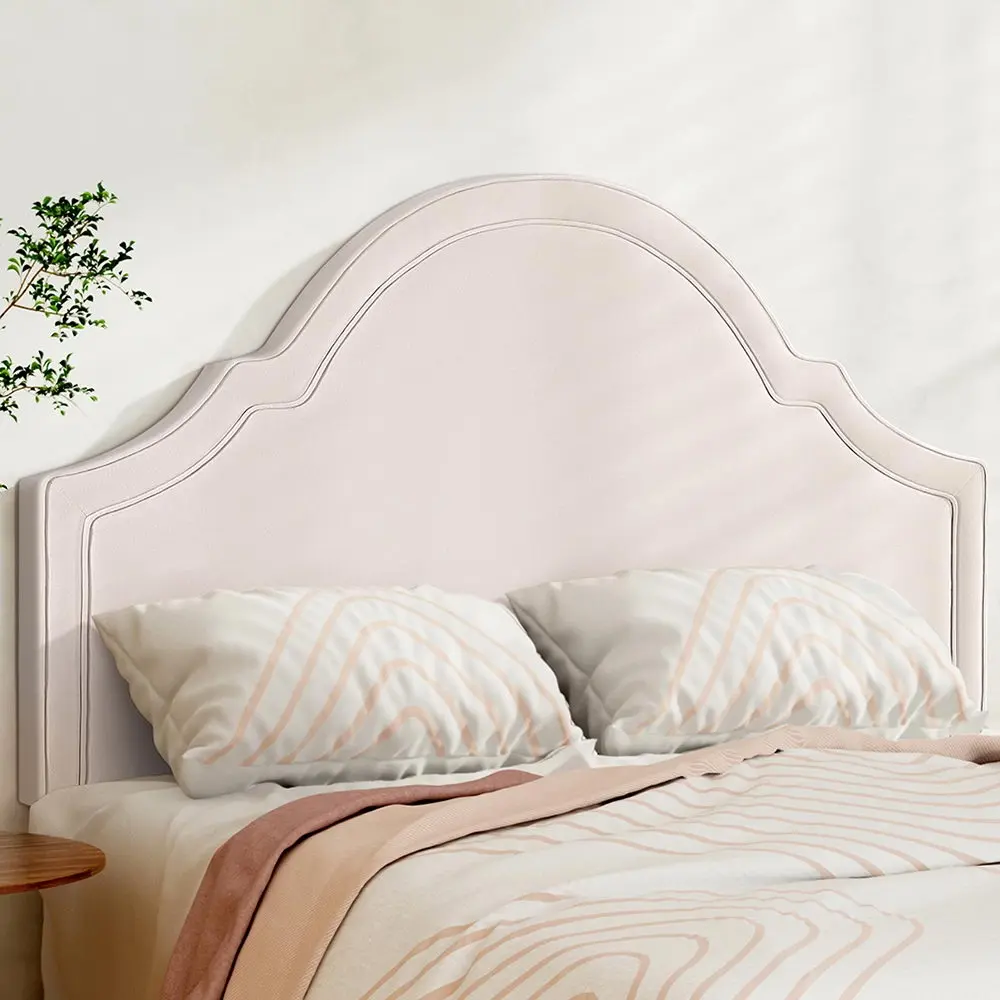Artiss Bed Frame Bed Head Headboard Queen Velvet IRIS Beige - Top Selling Beds