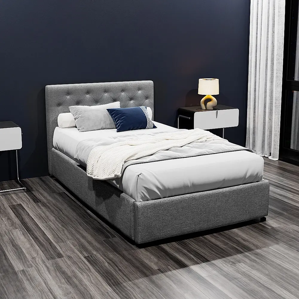 Artiss Bed Frame King Single Size Gas Lift Grey VILA - Furniture