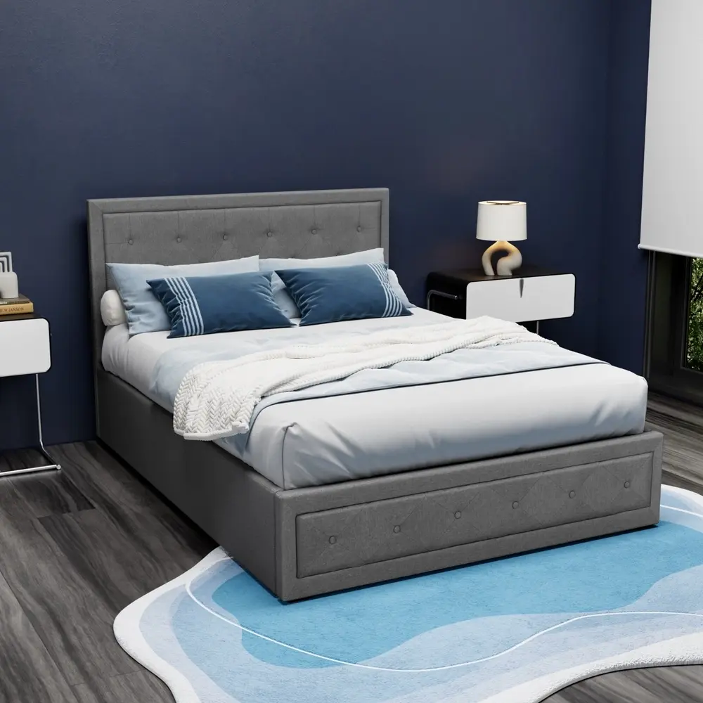 Artiss Bed Frame Double Size Gas Lift Grey TIYO - Furniture