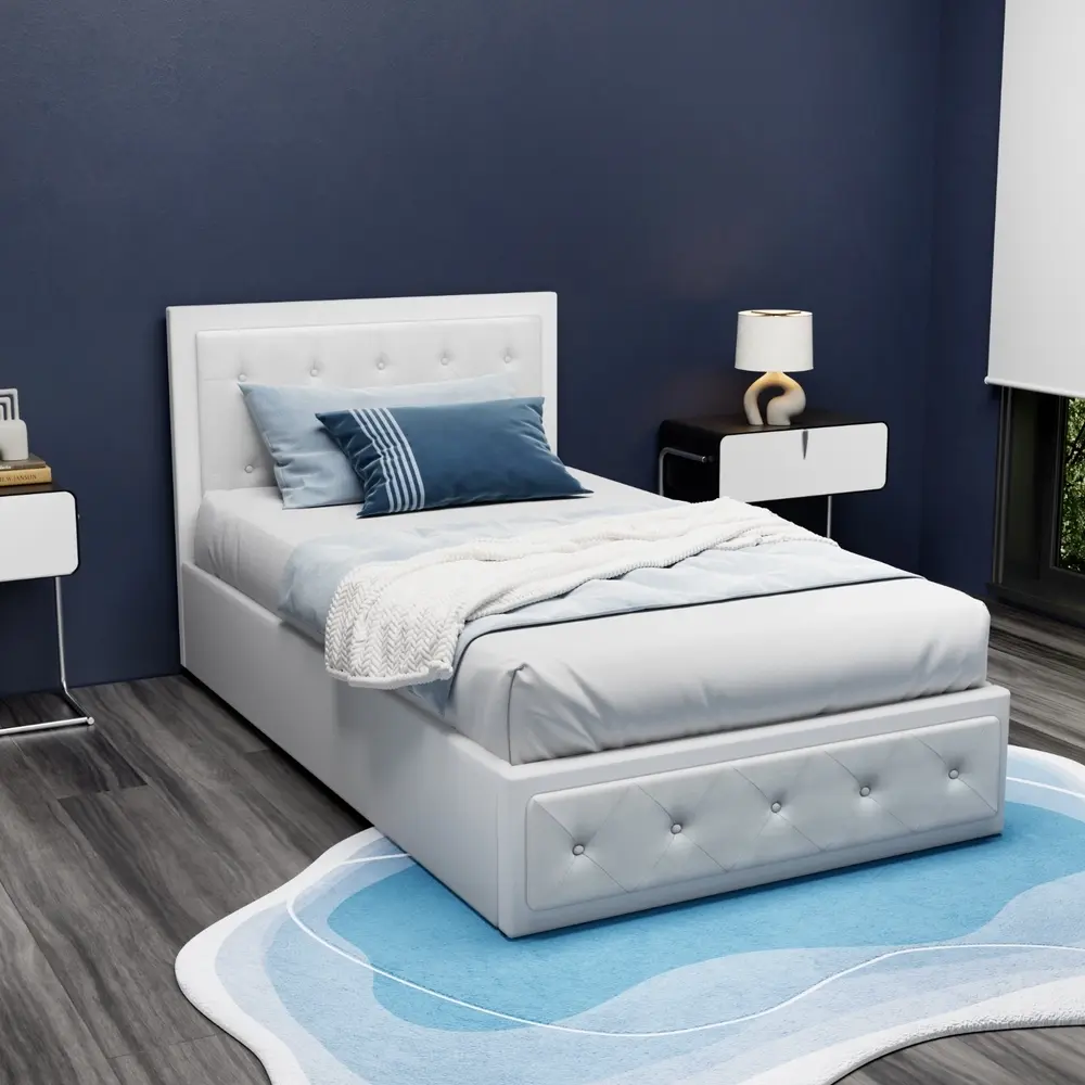 Artiss Bed Frame King Single Size Gas Lift White TIYO - Furniture