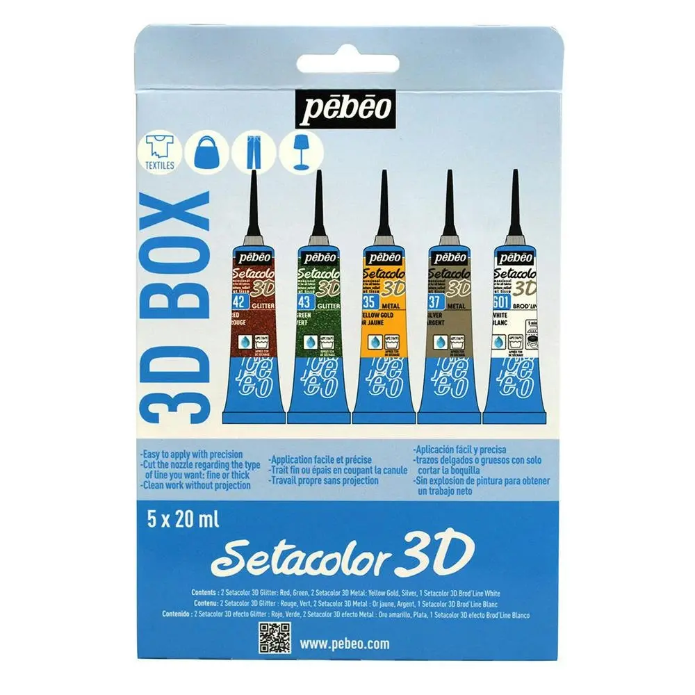 Pebeo Setacolor Fabric Clothing Paint 3D Effect Set Creative Art Painting - Hobbies