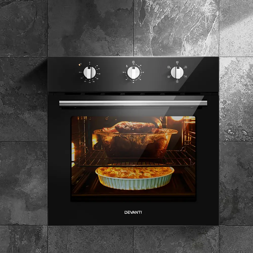 Devanti 60cm Electric Built In Wall Oven Stainless Steel - Home & Garden