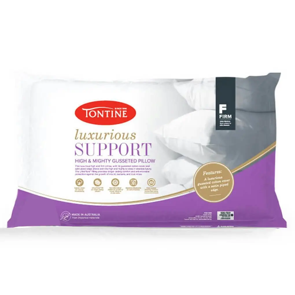 Tontine Luxurious Support High & Firm Sleeping Pillow Cushion Rectangle Bedding - Home & Garden