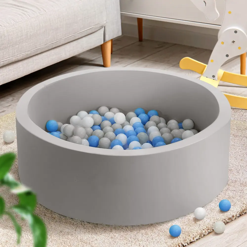 Keezi Kids Ball Pit 90x30cm Ocean Foam Play Pool Barrier Toys Children Grey - Toys & Games