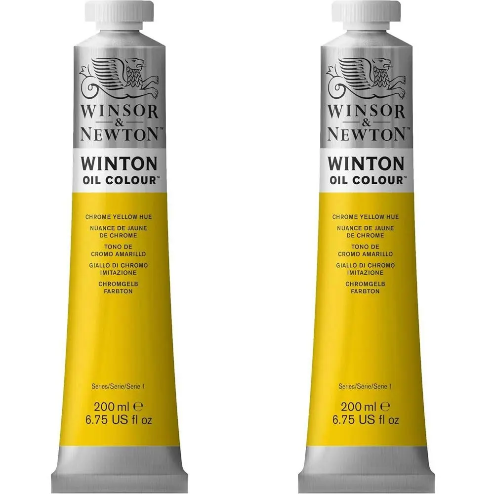 2x Winsor & Newton 200ml Winton Oil Colour Paint Artist Chrome Yellow Hue 164 - Hobbies