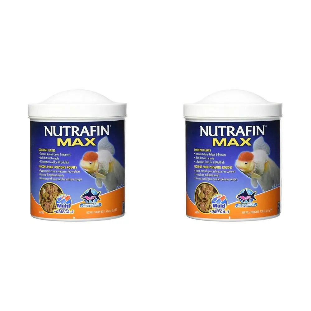 2x Nutrafin Max Goldfish Aquarium Mulit Nutrient Formula Fish Food Flakes 215g - Pets