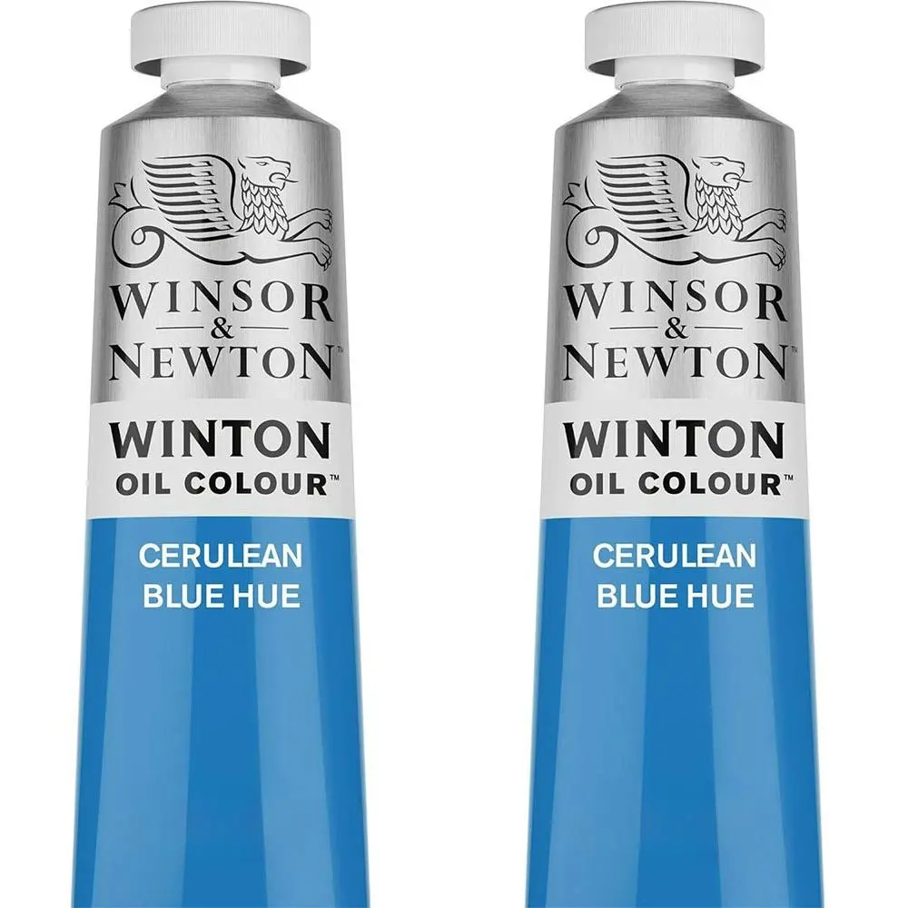 2x Winsor & Newton 200ml Winton Oil Colour Paint Artist Cerulean Blue Hue - Hobbies