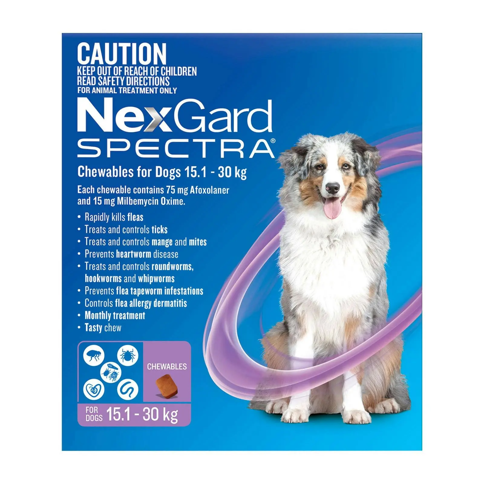 Nexgard Spectra for Large Dogs 15.1 to 30 Kg (Purple) 3 Chews - Best Sellers From $10