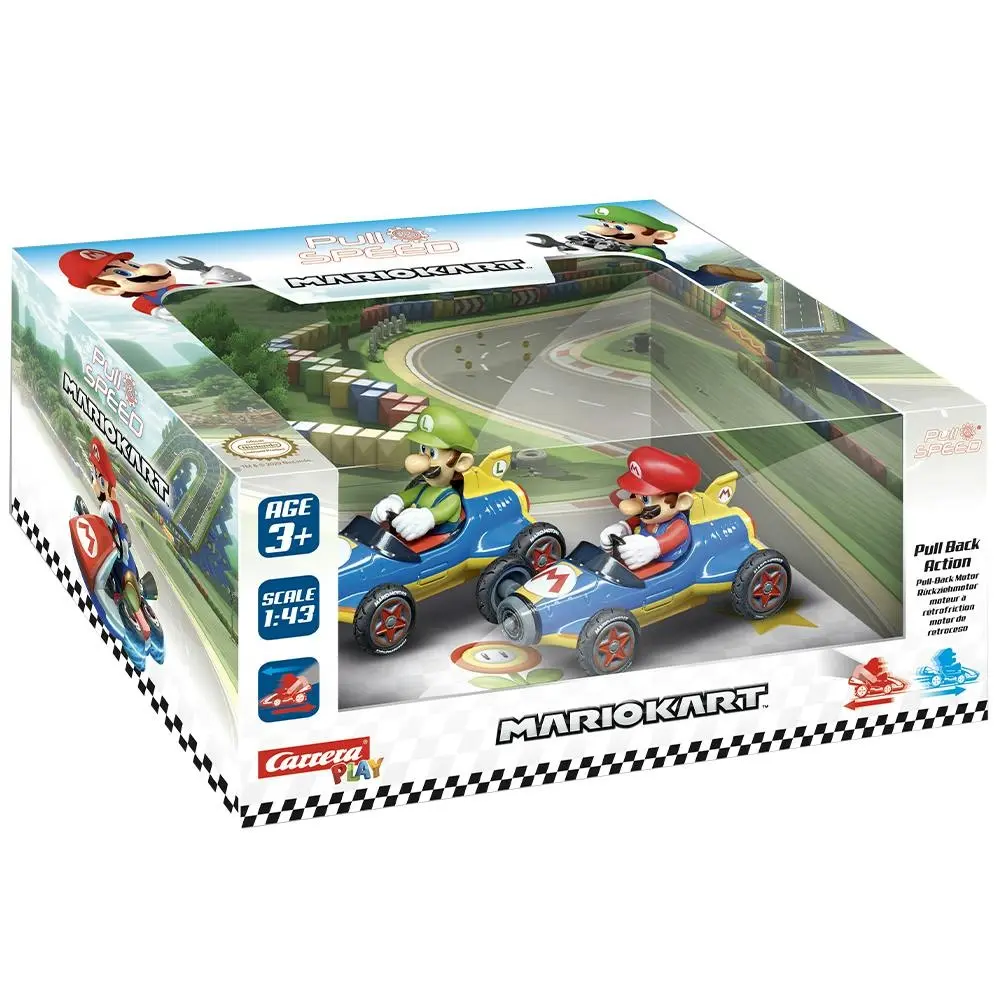 Carrera Pull & Speed Mario Kart Twin Pack Mach 8 Vehicle Toy Mario & Luigi 3y+ - Toys & Games