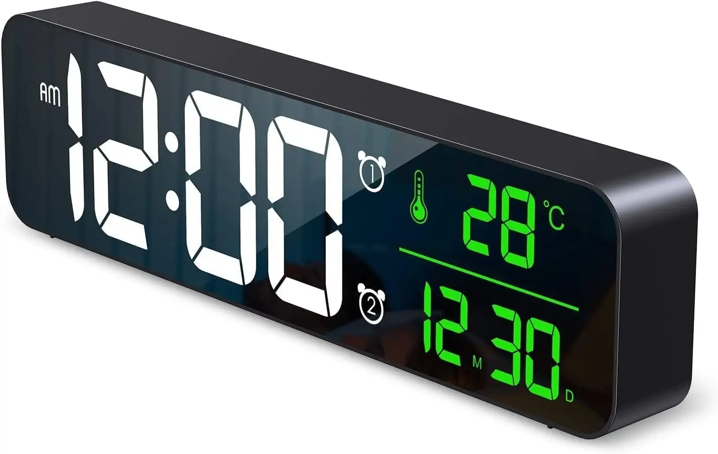 Digital Wall Clock Large Display LED Mirror Clock - Home & Garden