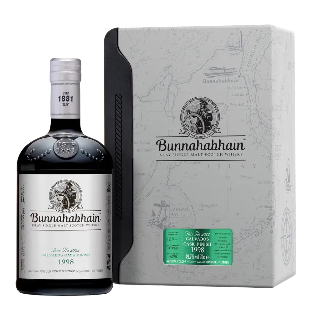 Bunnahabhain Fèis Ìle 2022: 1998 Calvados Cask Finish Single Malt Scotch Whisky 700ml - Alcohol