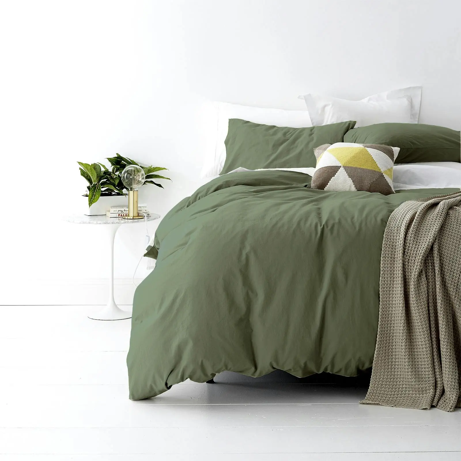 Park Avenue Queen Bed Cotton European Vintage Washed Quilt Cover/Pillowcase Fern - Home & Garden