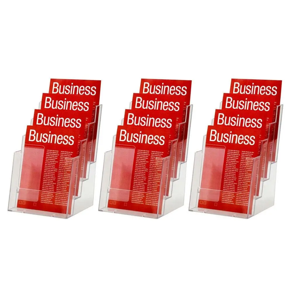 3PK Esselte 4 Tier A5 Brochure Holder Catalogue/Pamphlet/Flyer Display Stand - Office