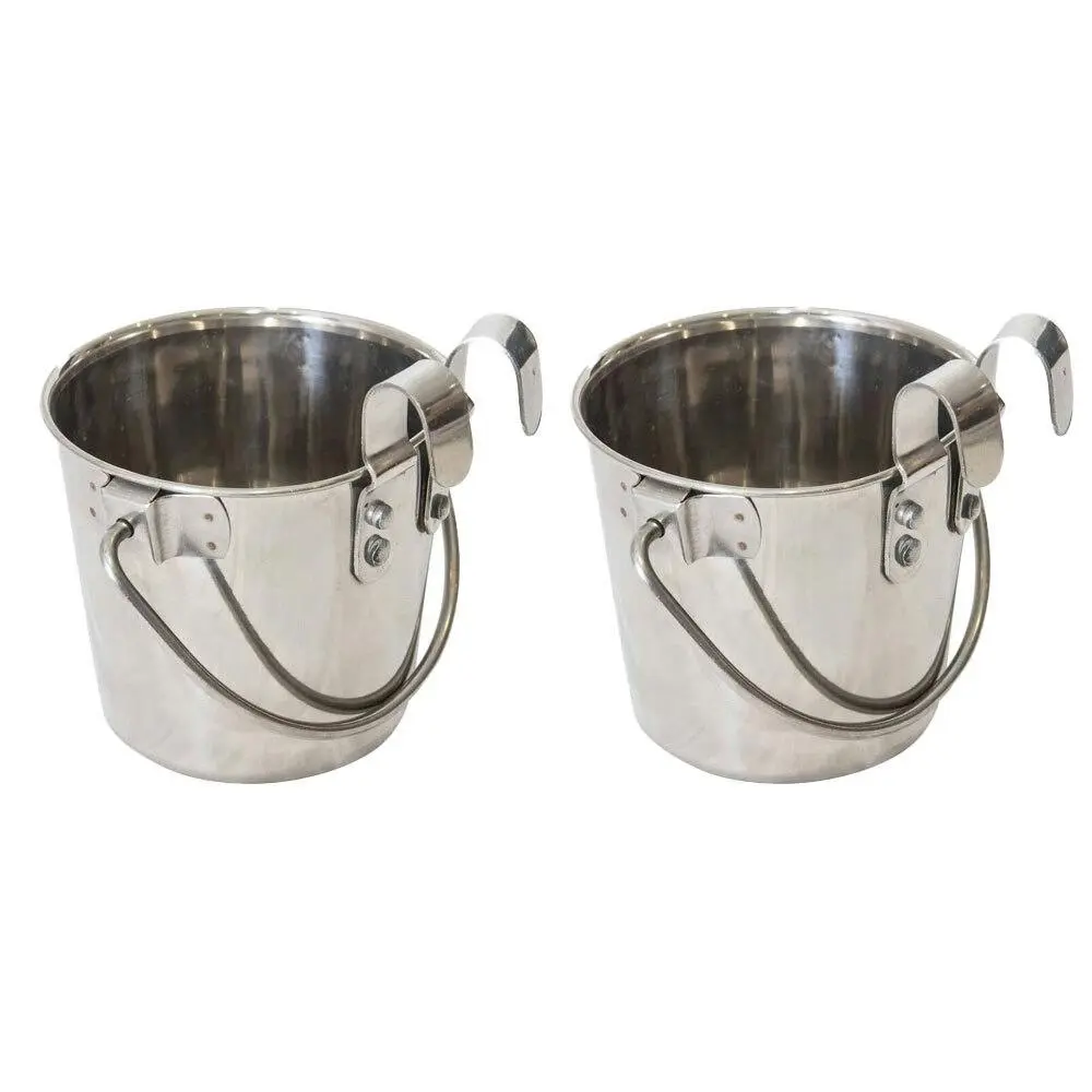 2x Superior Pet Essentials Durable Flat Sided Bucket with Riveted Hooks 1.9L - Pets