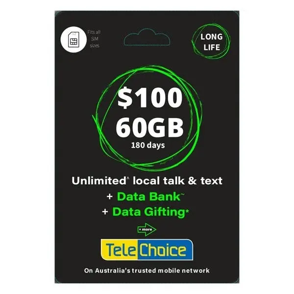 TeleChoice $100 Prepaid SIM Card - Electronics