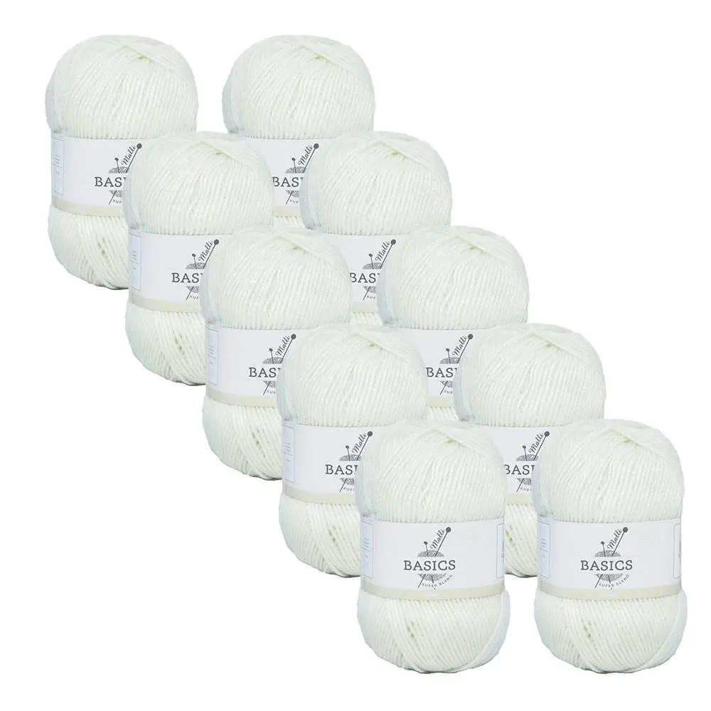 10x Malli Blend Basic 100g Acrylic/Polyester Yarn Craft Knitting/Crochet Cream - Hobbies