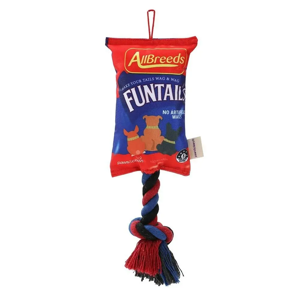 Paws & Claws Funtails Pet/Dog 39cm Lollies Snacks Oxford Tugger w/ Rope Fun Toy - Pets