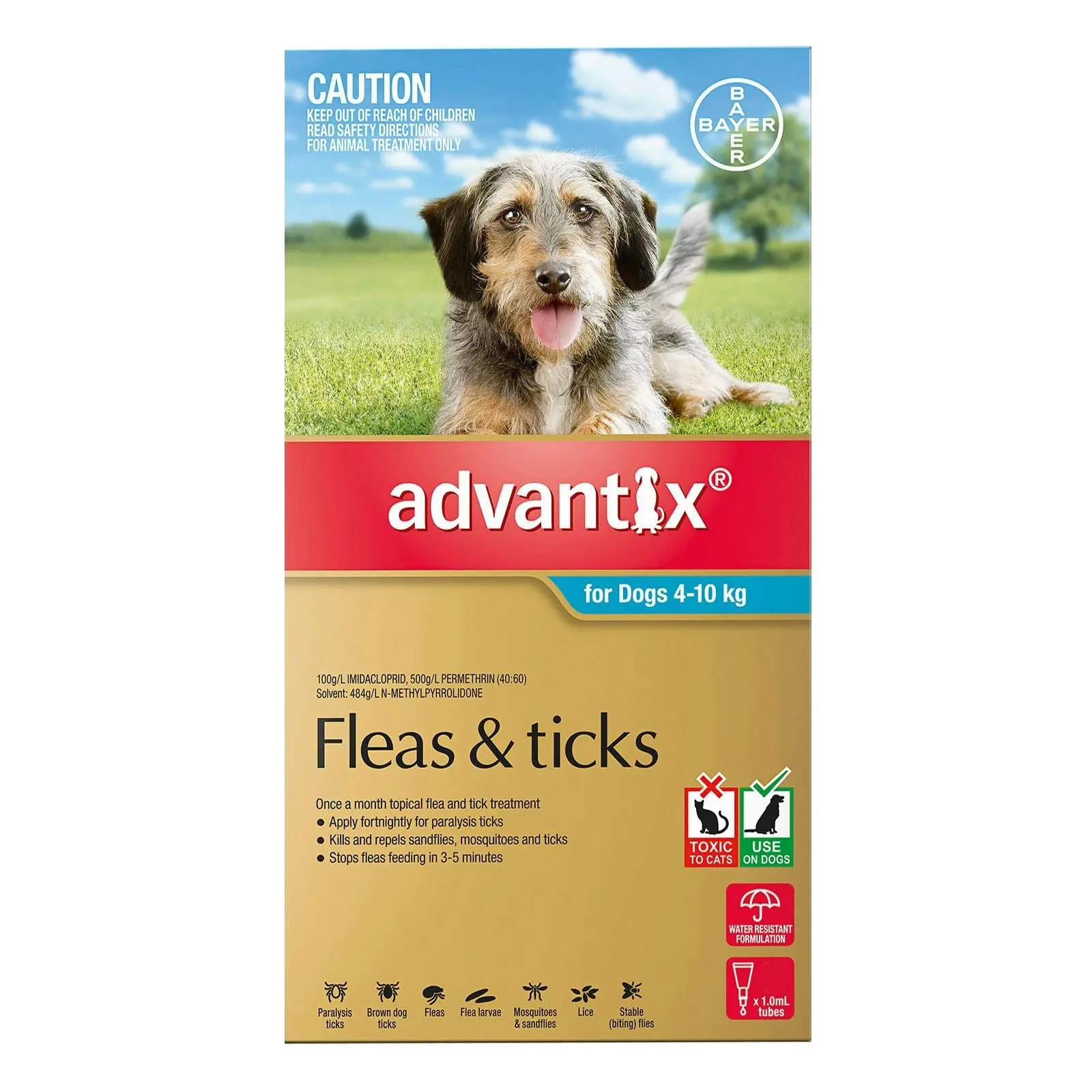 Advantix For Medium Dogs 4 To 10Kg (Aqua) 6 Pack - Save up to 70% Off Pet Supplies