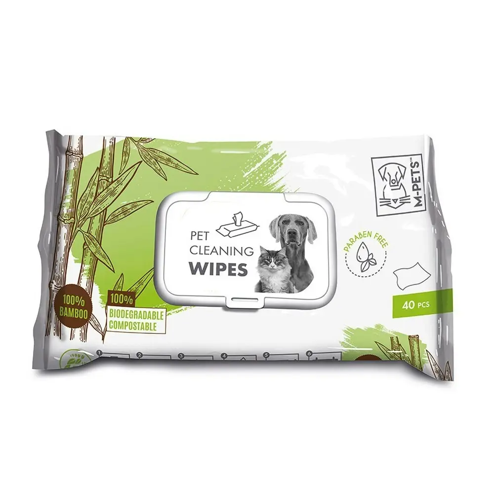 40pc M-Pets 15x20cm Pet Dog/Cat Care Stain Cleaning Hygiene Wipes Towel Bamboo