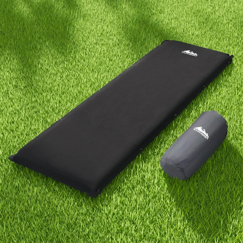 Weisshorn Self Inflating Mattress Camping Sleeping Mat Air Bed Pad Single Black - Sports & Outdoor