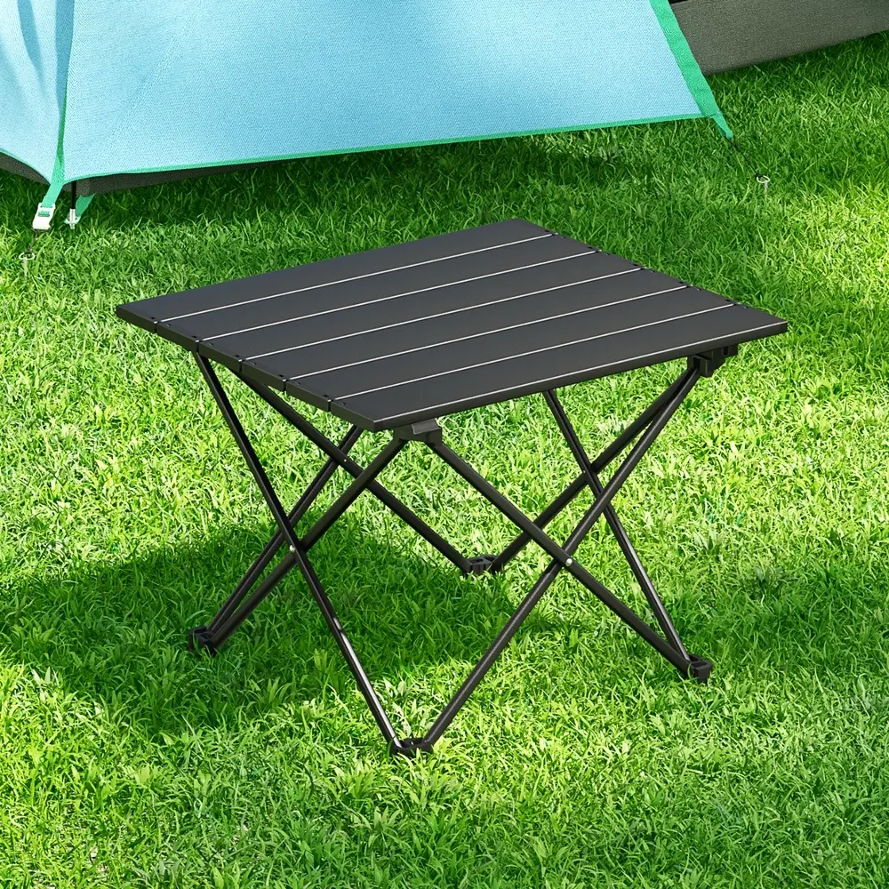 Weisshorn Folding Camping Table 40CM Roll Up Outdoor Picnic BBQ Aluminium Desk - Sports & Outdoor