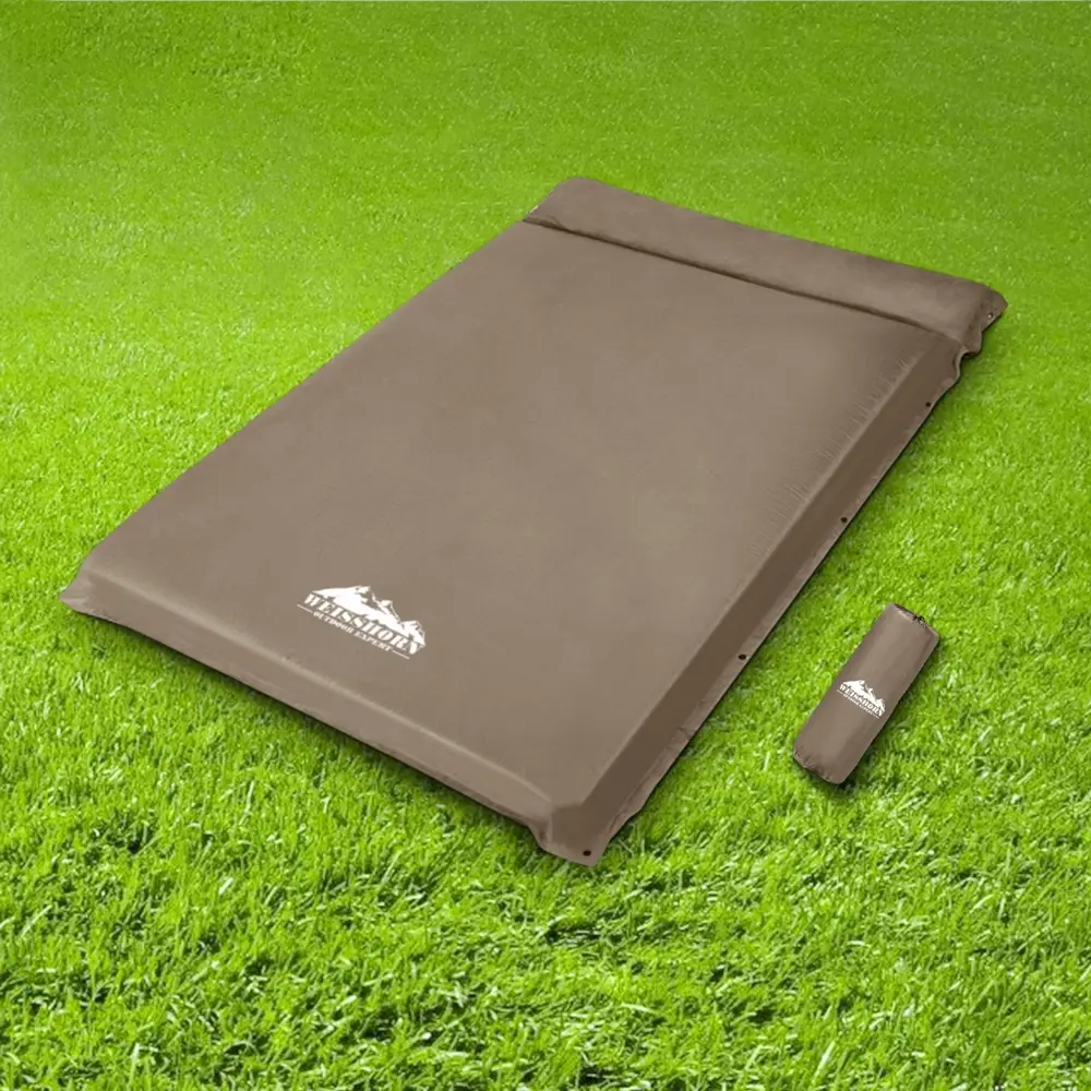 Weisshorn Self Inflating Mattress 10CM Camping Sleeping Mat Air Double Coffee - Furniture