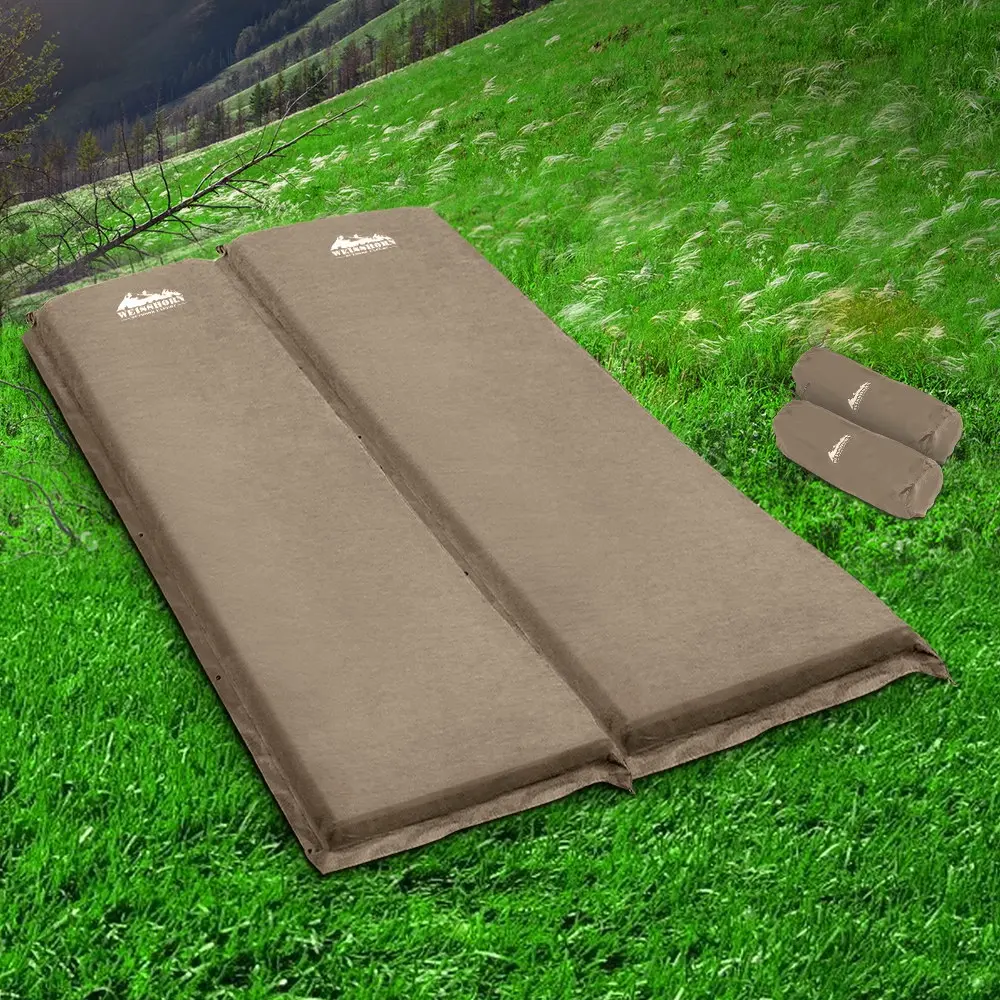 Weisshorn Self Inflating Mattress Camping Sleeping Mat Air Bed Double Set Coffee - Furniture
