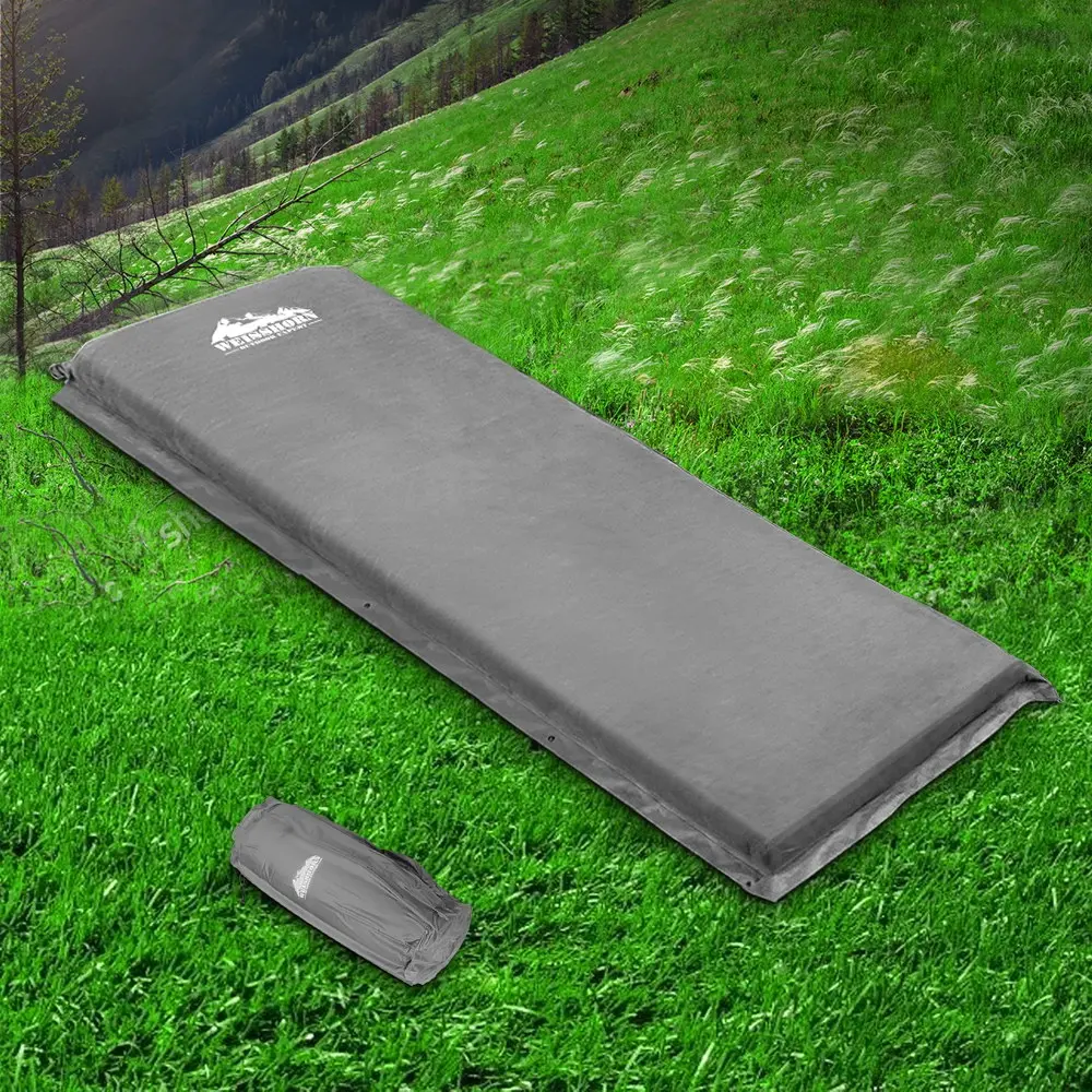 Weisshorn Self Inflating Mattress Camping Sleeping Mat Air Bed Single Grey - Sports & Outdoor