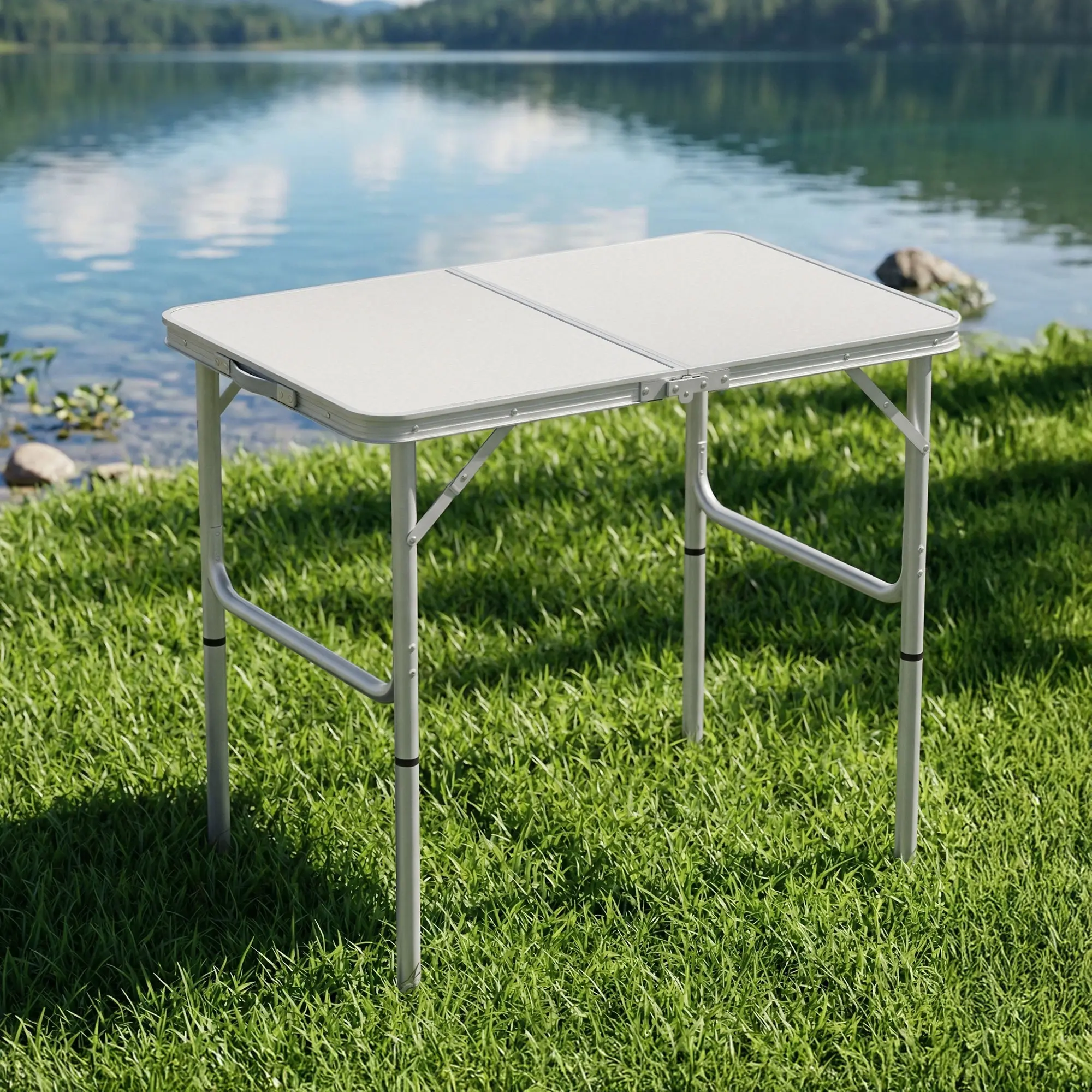 Weisshorn Folding Camping Table 90CM Adjustable Portable Outdoor Picnic Desk - Sports & Outdoor