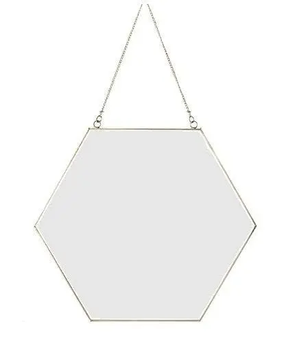 Hexagon Hanging Wall Mirror Decor (Gold Color) - Home & Garden