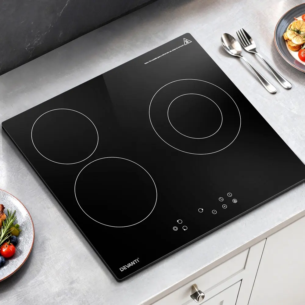 Devanti Electric Ceramic Cooktop 60cm Kitchen Cooker 4 Burner Hob Touch Control 5200W - Home & Garden