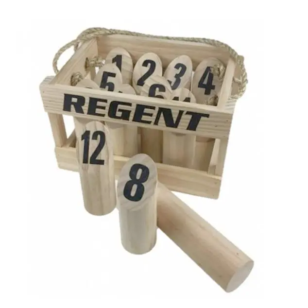 Regent Number Toss Kubb Game Educational Outdoor Fun Toy w/ Wooden Carry Case - Toys & Games