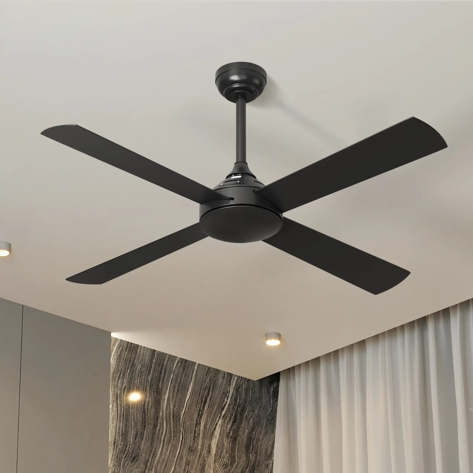 Vevare 52'' Ceiling Fan AC Motor with Remote Control Timer Black - Home & Garden