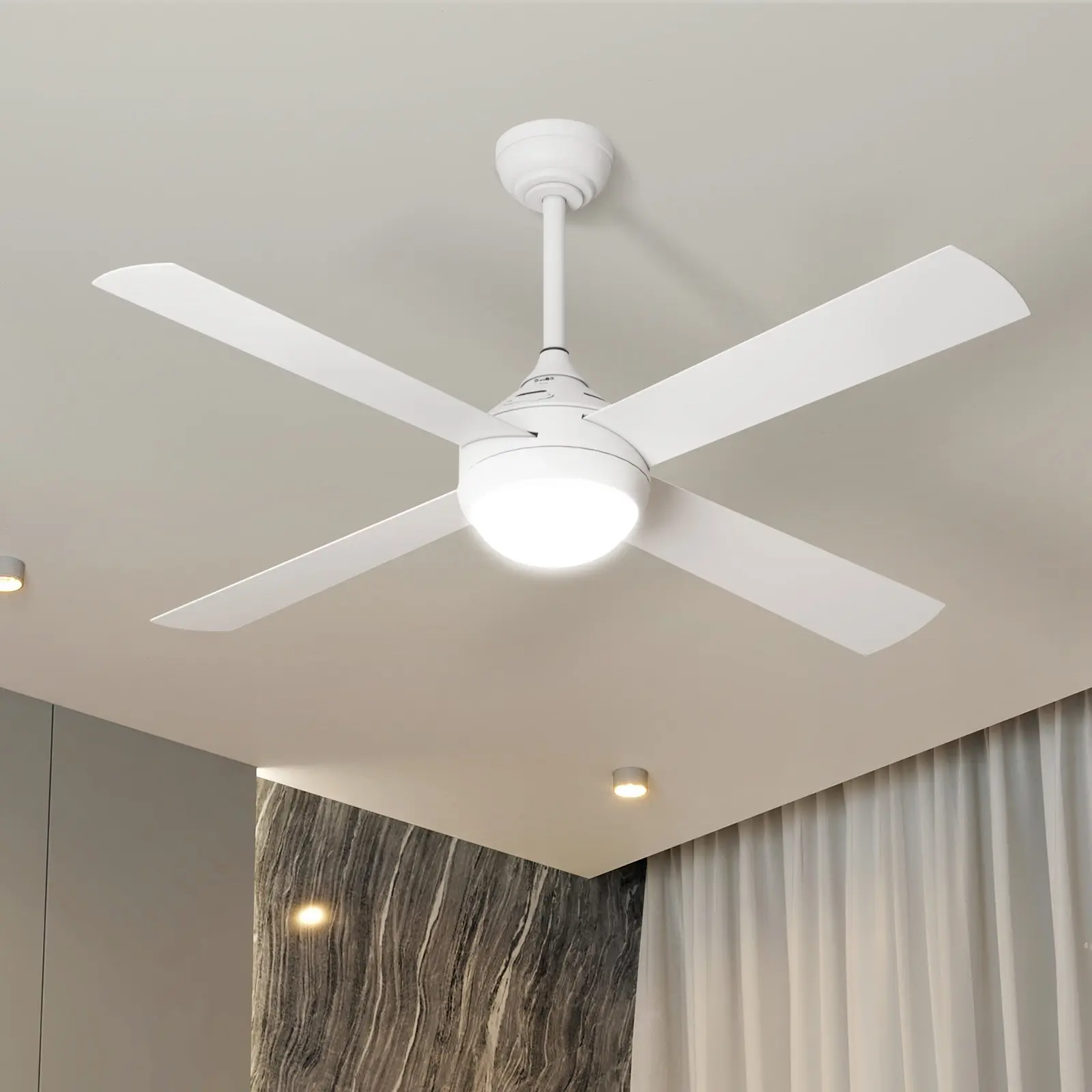 Vevare 52'' Ceiling Fan AC Motor with LED Light Remote Control White - Home & Garden