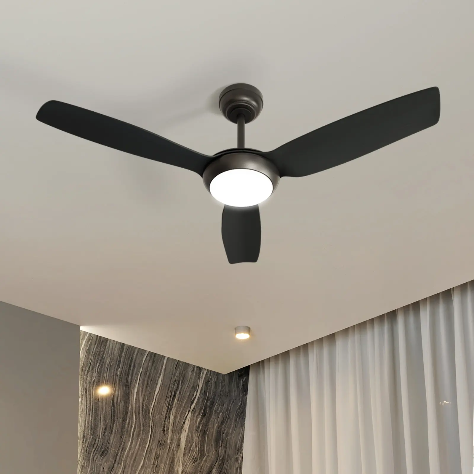 Vevare 52" Ceiling Fan DC Motor With Light Remote Control 5 Speed Fans Black - Home & Garden
