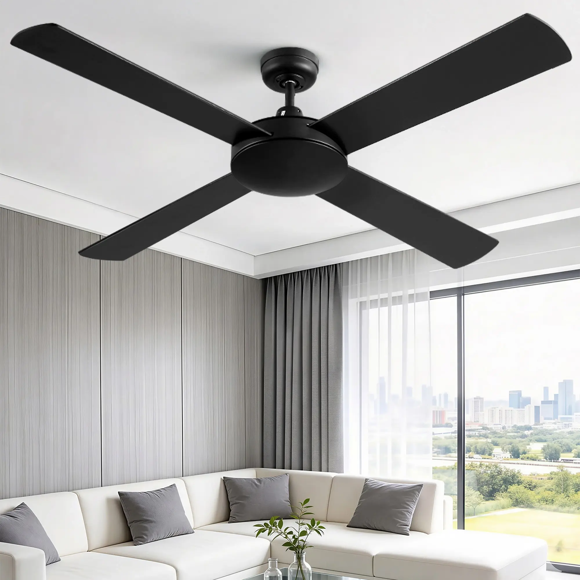 Devanti 52'' Ceiling Fan DC Motor 4 Blades w/Remote - Black
