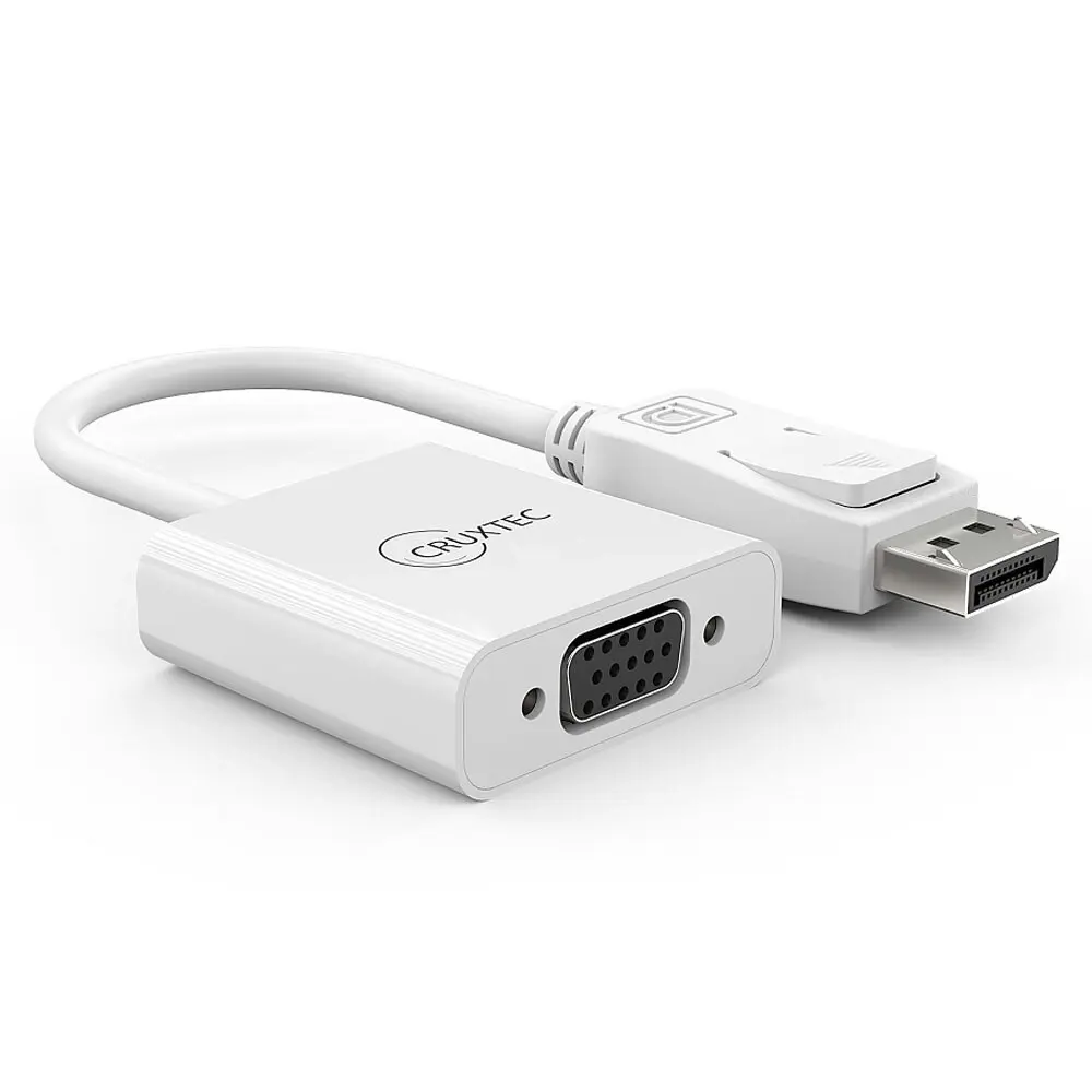 Cruxtec DisplayPort Male To VGA Female Cable Adapter HD 1080P Converter White - Electronics