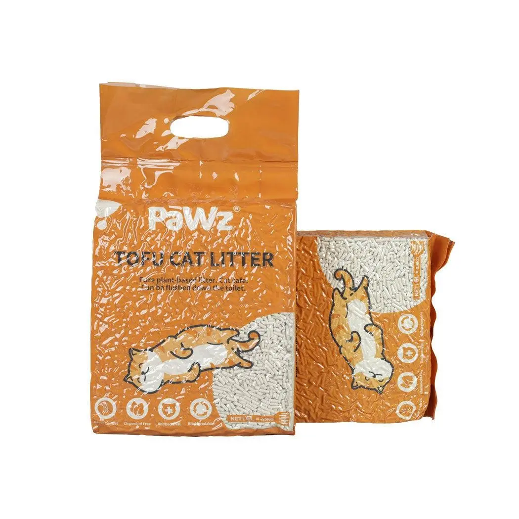 Pawz 2.5kg Tofu Cat Litter Clumping Flushable Fast Super Absorbent Natural x12 - Pets