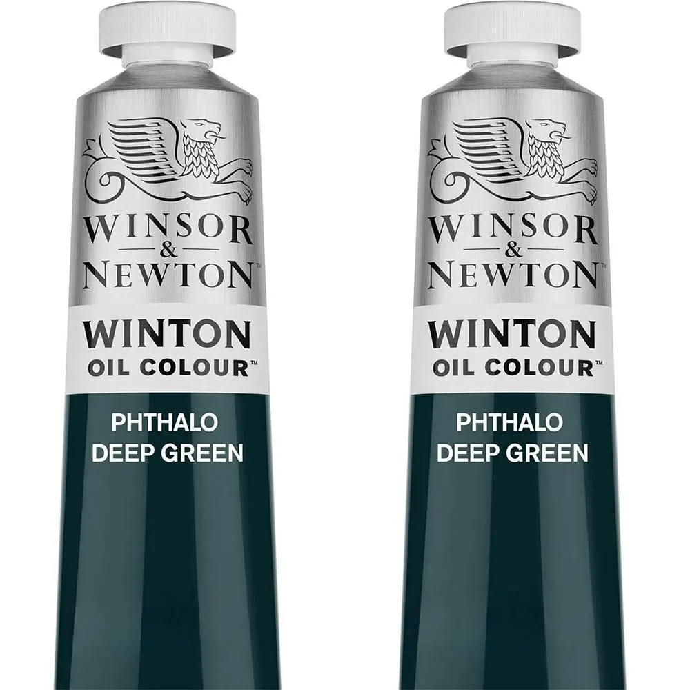 2x Winsor & Newton 200ml Winton Oil Colour Paint Artist Phthalo Deep Green - Hobbies