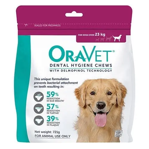 ORAVET Dental Chews for Large Dogs Over 23 Kg (PINK) 14 Chews - Pets