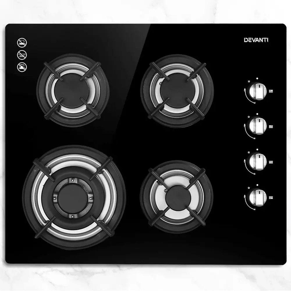 Devanti Gas Cooktop 60cm Stove Hob Black - Home & Garden