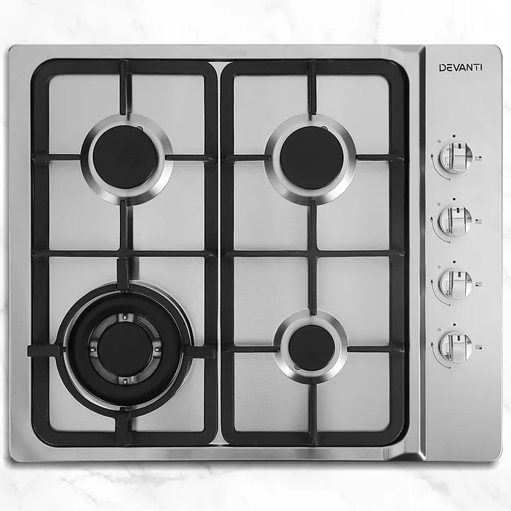 Devanti Gas Cooktop 60cm Stove Hob Silvir - Home & Garden