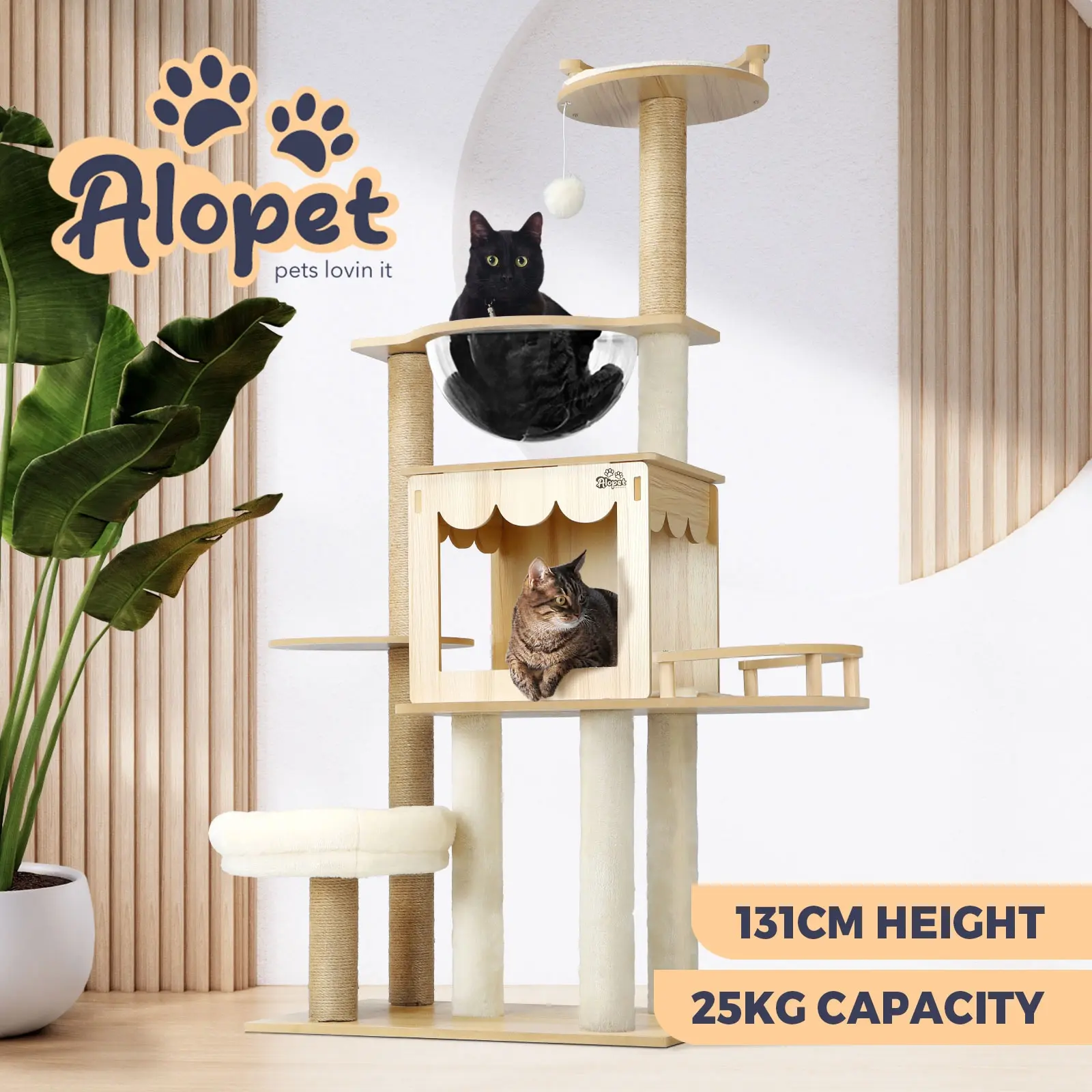 Alopet Cat Tree Scratching Post Tower Condo Scratchers Kitten Furniture 131cm - Pets