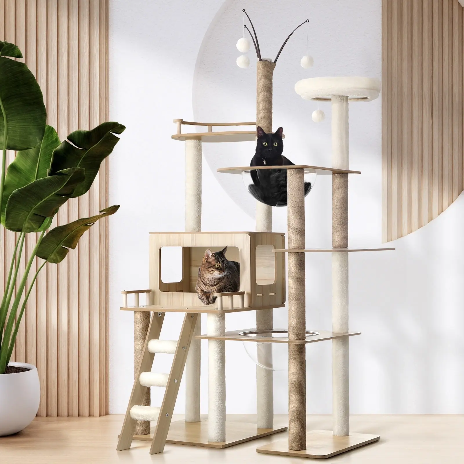 Alopet 172cm Large Cat Tree Wood Scratcher Scratching Post Tower Condo House Bed - Pets