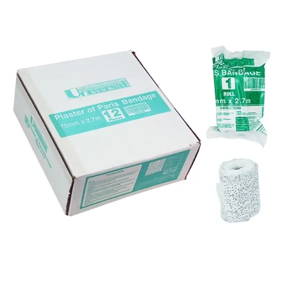 Universal Plaster of Paris Cast Bandages 7.5cm x 2.7m 12 Box - Health